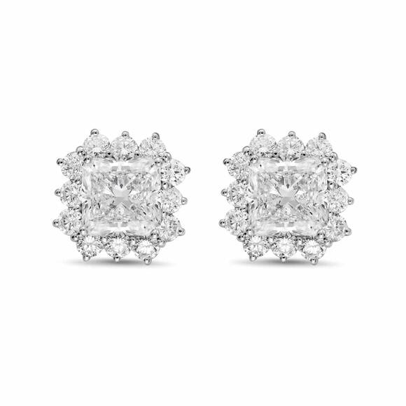 DIANA M JEWELS Jewelry - NEW DIANA M JEWELS women's radiant lab-grown diamond stud earrings (6.00 ct tcw)